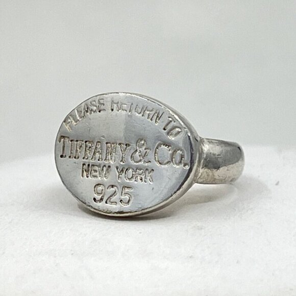 Like New, Authentic Tiffany & Co. Sterling Silver Signet Ring - Size 6 - Picture 4 of 7